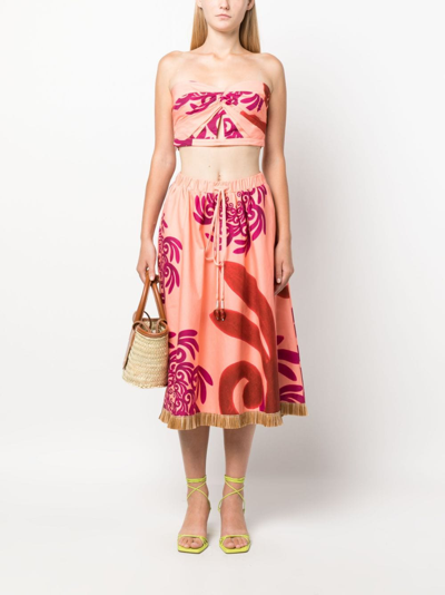 Shop Themis Z Gr Floral-print High-waist Skirt In Orange