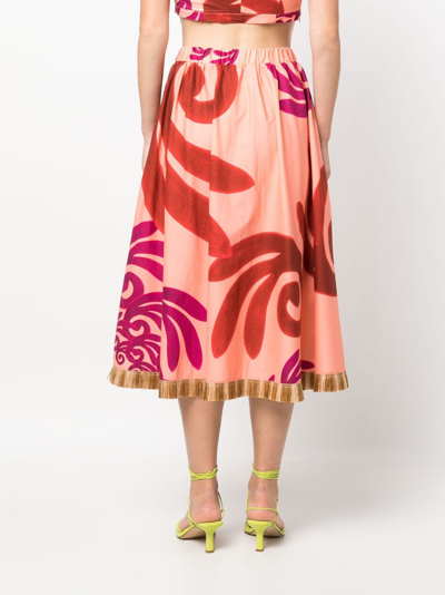 Shop Themis Z Gr Floral-print High-waist Skirt In Orange