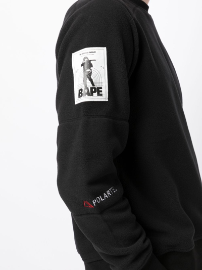 Shop A Bathing Ape Logo-patch Fleece Sweatshirt In Black