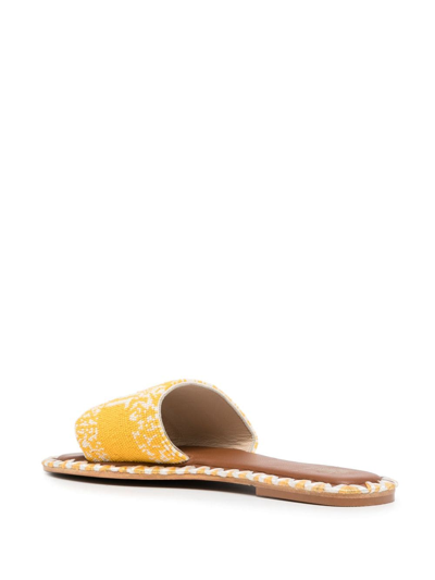 Shop De Siena Shoes Saint Tropez Beaded Leather Sandals In Yellow
