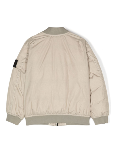Shop Stone Island Junior Compass-patch Padded Bomber Jacket In Neutrals