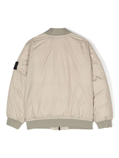 Stone Island Compass-patch Padded Bomber Jacket In Neutrals