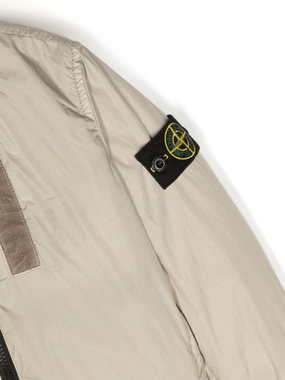 Shop Stone Island Junior Compass-patch Padded Bomber Jacket In Neutrals