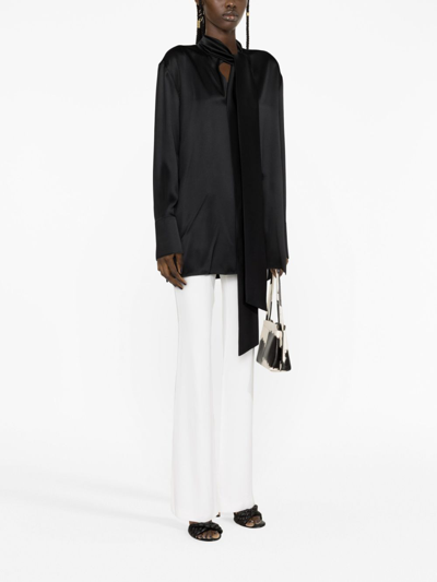 Jil Sander Friday P.m. Pussy-bow Silk Shirt In Black