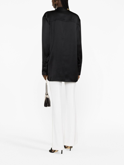 Shop Jil Sander Pussy Bow Silk-satin Blouse In Black