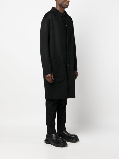 Frei-mut Single-breasted Wool Coat In Black