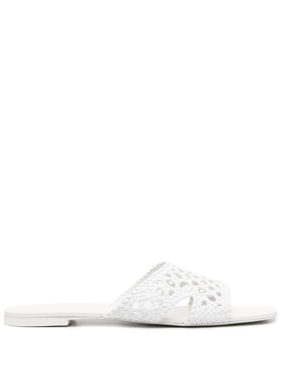 Shop Tory Burch Laser-cut Leather Mules In White