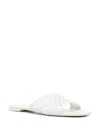 Shop Tory Burch Laser-cut Leather Mules In White