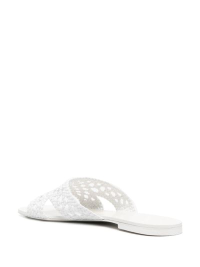 Shop Tory Burch Laser-cut Leather Mules In White