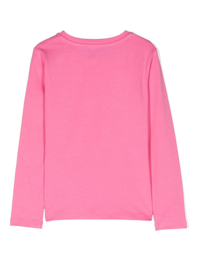 Shop Miss Blumarine Rhinestone-embellished Long-sleeve T-shirt In Pink