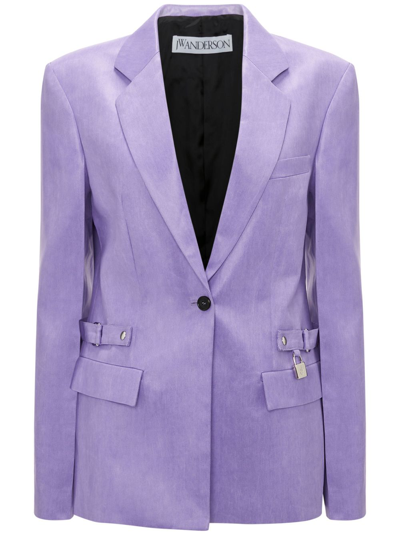 Jw Anderson Notched-lapels Button-fastening Blazer In Purple