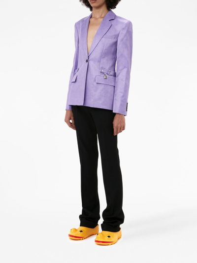 Shop Jw Anderson Notched-lapels Button-fastening Blazer In Purple