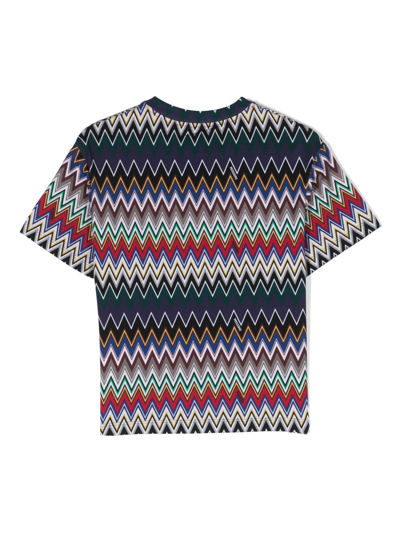 Missoni Zig Zag Print Cotton Jersey T-shirt In Blue