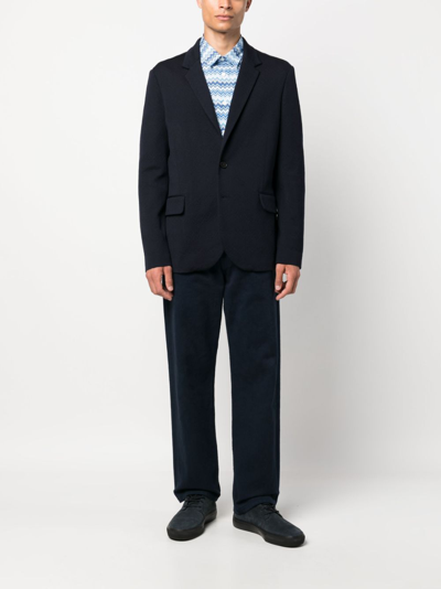 Shop Missoni Notched-lapel Single-breasted Blazer In Blue