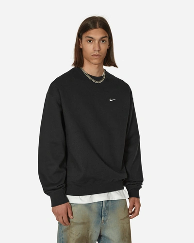 Nike Solo Swoosh Oversized Logo-embroidered Cotton-blend Jersey Sweatshirt In Black