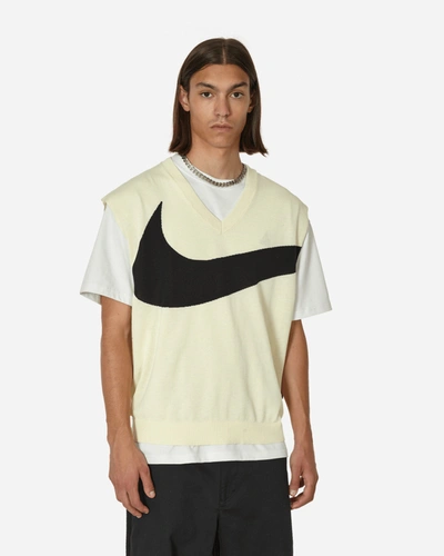 Shop Nike Swoosh Sweater Vest Coconut Milk In Multicolor