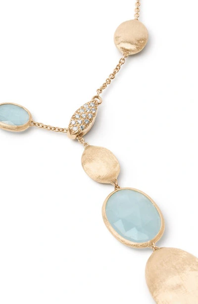Shop Marco Bicego Siviglia Aquamarine & Pavé Diamond Y-necklace In Gold