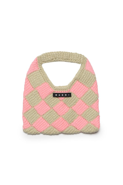 Shop Marni Kids Small Market Logo Patch Crochet Knitted Bag In Multi