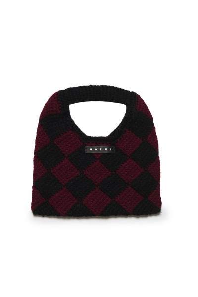 Shop Marni Kids Small Market Logo Patch Crochet Knitted Bag In Multi