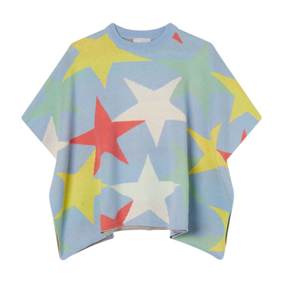 Shop Stella Mccartney Kids Star Printed Knitted Poncho In Multi