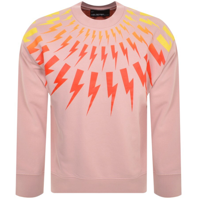 Shop Neil Barrett Fairisle Thunderbolt Sweatshirt Pink