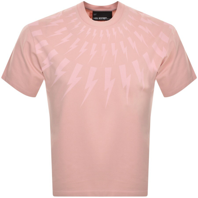 Shop Neil Barrett Fairisle Thunderbolt T Shirt Pink