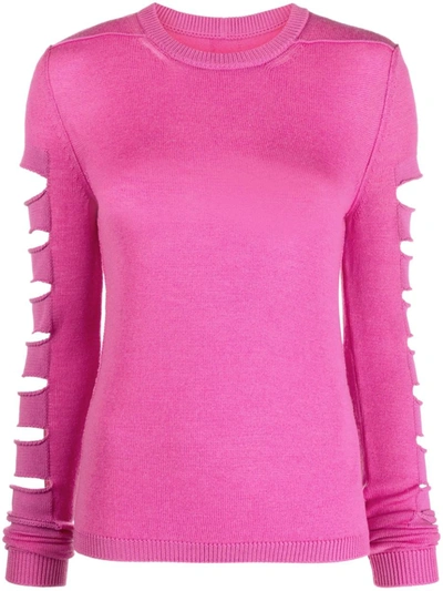Shop Rick Owens Wool Blend Sweater With Cut-out In Pink &amp; Purple