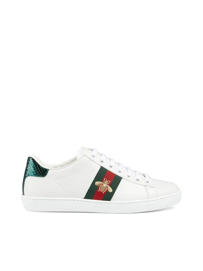 Shop Gucci Women`s Ace Sneaker With Bee Embroidery In White