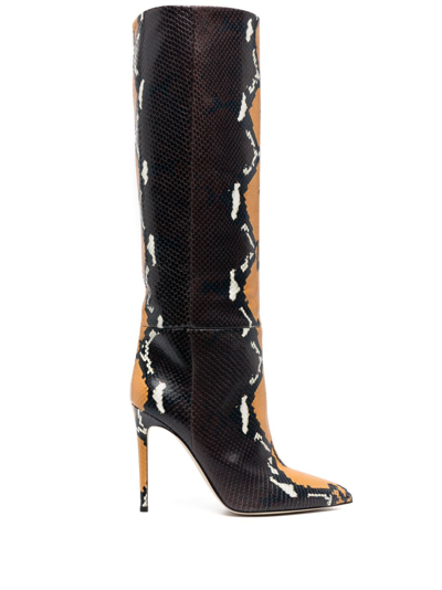 Shop Paris Texas Black Snakeskin-effect 105 Boots In Brown