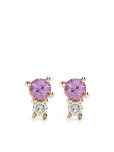 Adina Reyter 14k Yellow Gold Amigos Sapphire And Diamond Stud Earrings In Gold