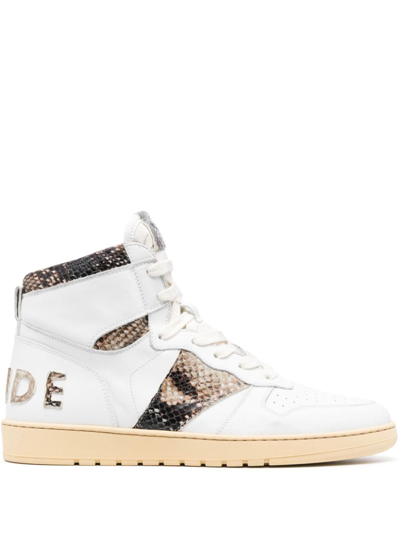 Shop Rhude White Rhecess Leather Sneakers