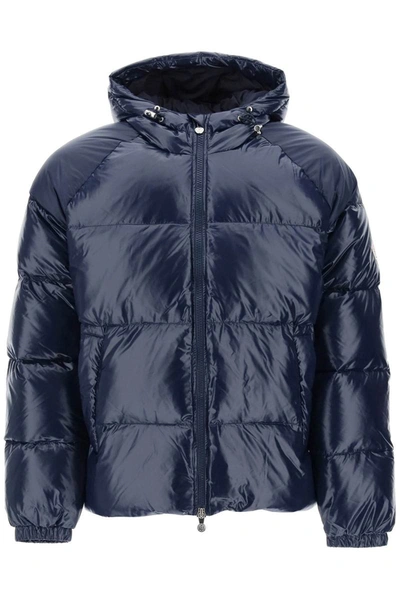 Shop Pyrenex 'sten' Short Hooded Down Jacket In Blue