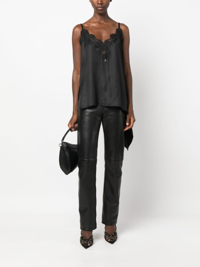 Dsquared2 Chantilly-lace Asymmetric Top In Black