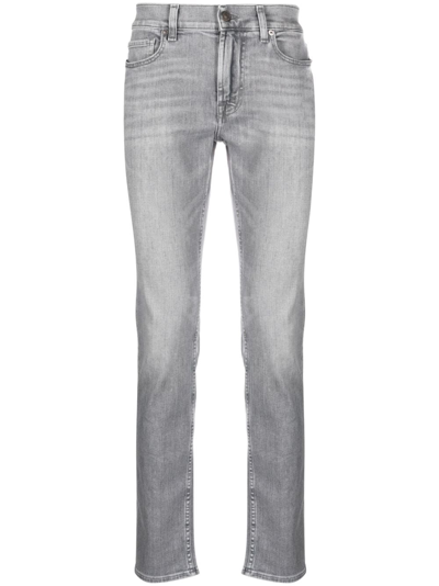 Shop 7 For All Mankind Paxtyn Mid-rise Skinny Jeans In Grey
