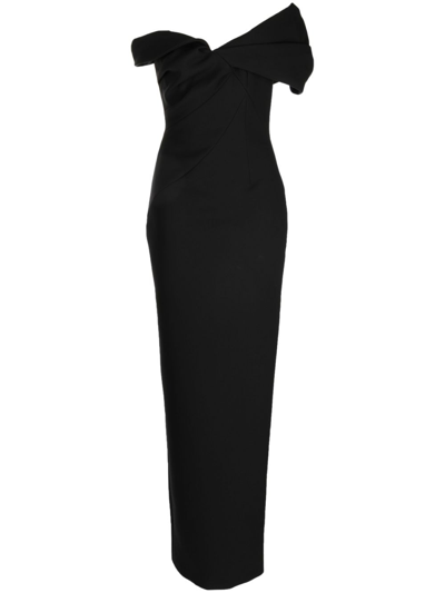 Shop Rachel Gilbert Matteo Draped-detailed Asymmetric Gown In Black