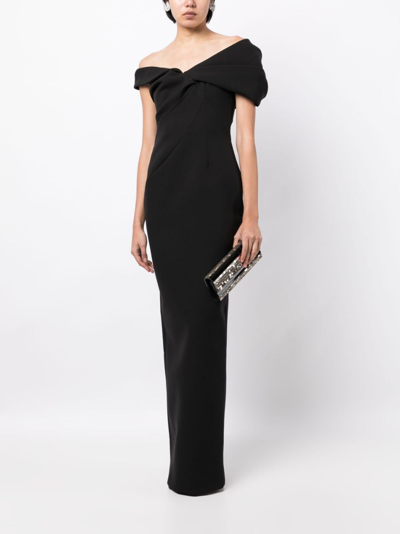 Shop Rachel Gilbert Matteo Draped-detailed Asymmetric Gown In Black