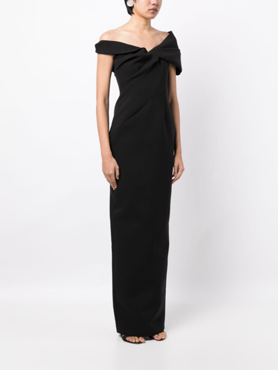Shop Rachel Gilbert Matteo Draped-detailed Asymmetric Gown In Black