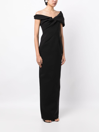 Rachel Gilbert Matteo Draped-detailed Asymmetric Gown In Black