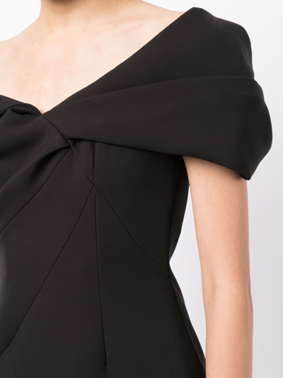 Rachel Gilbert Matteo Draped-detailed Asymmetric Gown In Black