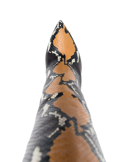 Shop Paris Texas 115mm Python-print Knee-high Boots In Brown
