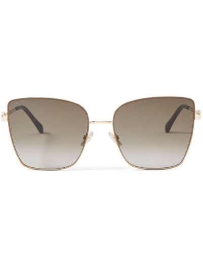 Shop Jimmy Choo Vella Oversize-frame Sunglasses In Gold