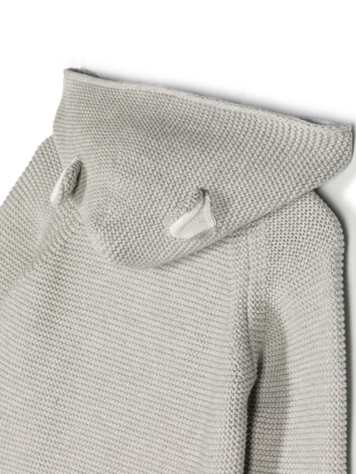 Shop Stella Mccartney Animal-ears Cable-knit Jacket In Grey