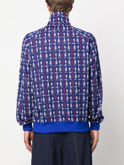 Shop Needles Graphic-print Zip-up Jacket In Blue