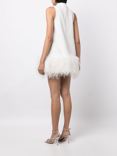 Rachel Gilbert Linc Feather-embellished Minidress In White