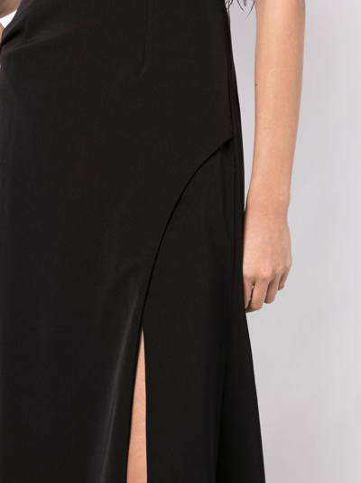 Shop Rachel Gilbert Linc Feather-embellished Strapless Gown In Black