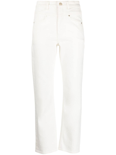 Shop Maje Cropped Wide-leg Jeans In White
