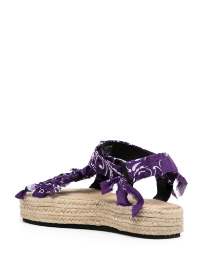 Shop Arizona Love Trekky Bandana-print Raffia Sandals In Purple