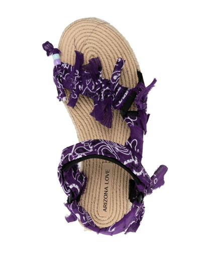 Shop Arizona Love Trekky Bandana-print Raffia Sandals In Purple
