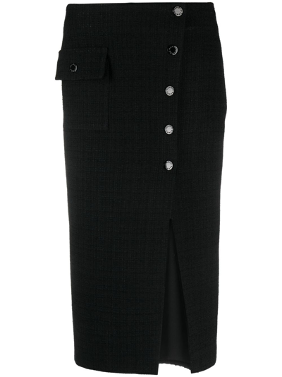 Shop Sandro High-waist Tweed Skirt In Black