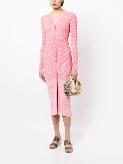 Shop Staud Shoko Striped Knitted Dress In Pink